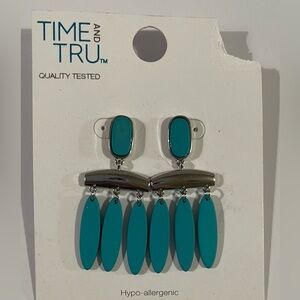 Time and Tru Teal Dangle Earrings